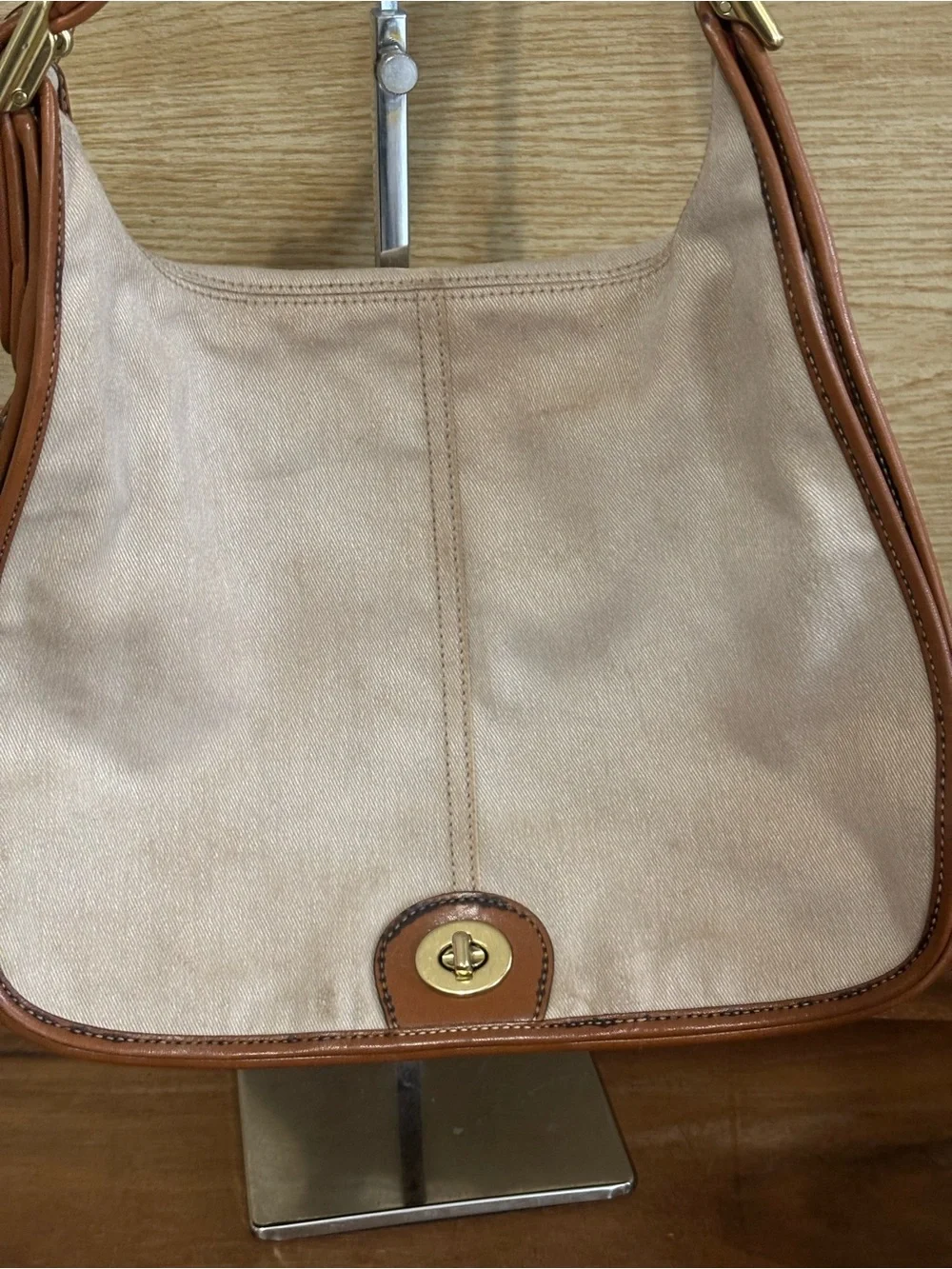COACH Vintage Legacy Saddle Bag Cream Canvas & Tan Leather